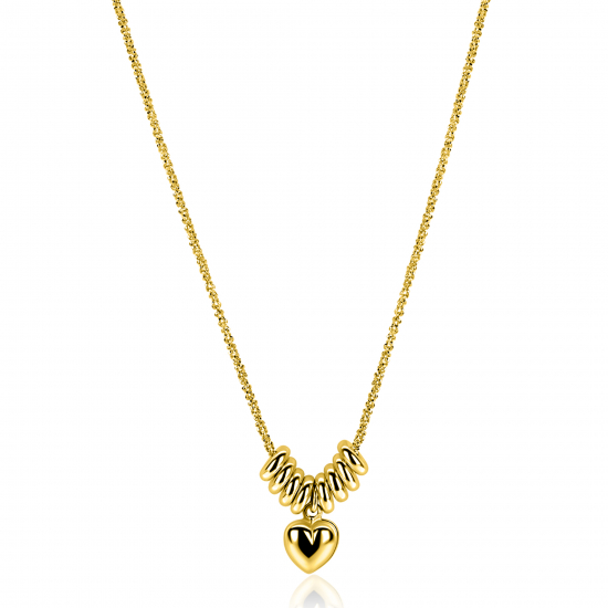 ZINZI zlv. collier gg.verg. met hartje en donuts 42/45