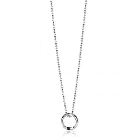 ZINZI silver bead necklace with smooth pendant in round organic shape 45-48cm ZIC2611
