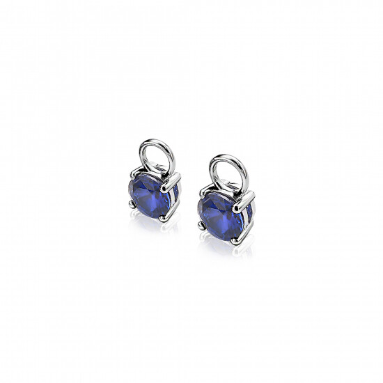 ZINZI Sterling Silver Earrings Pendants Round Dark Blue ZICH1300Q (excl. hoop earrings)