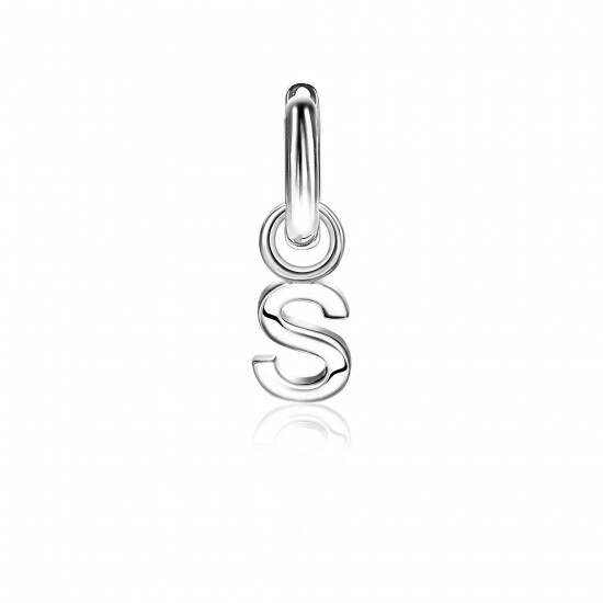 ZINZI Sterling Silver Letter Earrings Pendant S price per piece ZICH2144S (excl. hoop earrings)