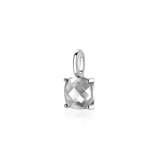 ZINZI Sterling Silver Pendant Square White ZIH2073