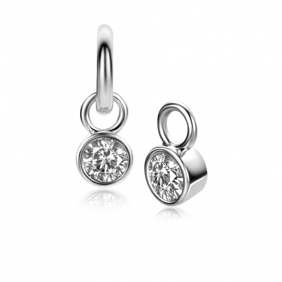 APRIL Earrings Pendants Sterling Silver with Birthstone Diamond White Zirconia (excl. hoop earrings)
