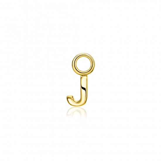 ZINZI Gold Plated Letter Earrings Pendant J price per piece ZICH2145J (excl. hoop earrings)