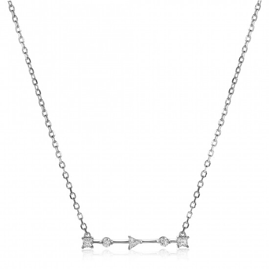 ZINZI Sterling Silver Necklace Bar with White Zirconias in Different Shapes 45cm ZIC2043