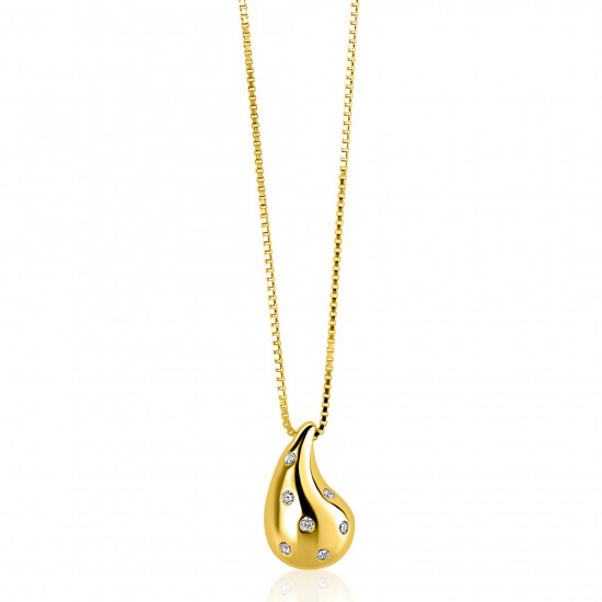 ZINZI zlv.collier gg.verg.druppel hanger met zirconia's