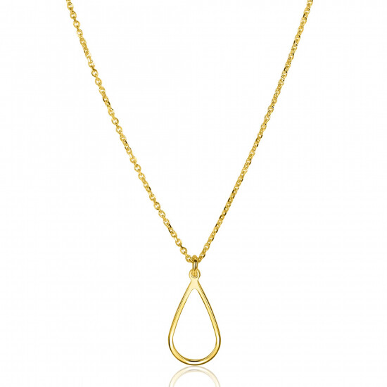 ZINZI gold plated silver jasseron necklace with open teardrop-shaped pendant (10mm) 42-45cm ZIC2635