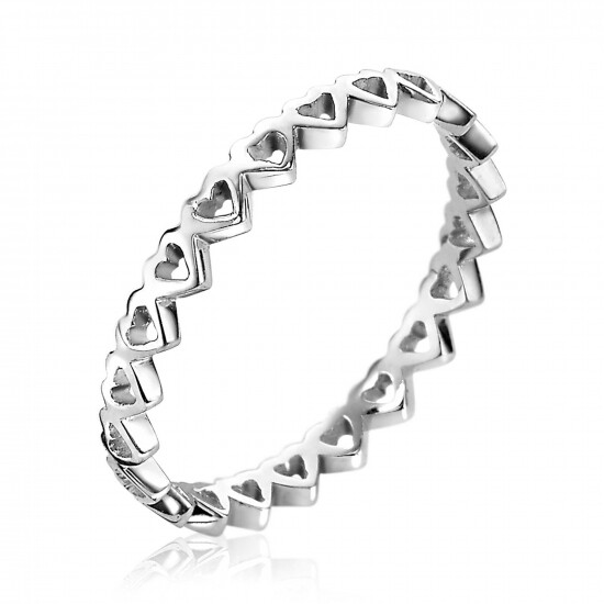 ZINZI Sterling Silver Stackable Ring Open Hearts ZIR1982