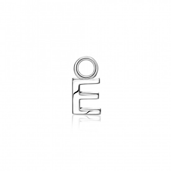 ZINZI Sterling Silver Letter Earrings Pendant E price per piece ZICH2144E (excl. hoop earrings)