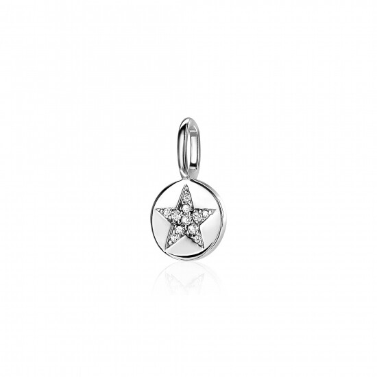 ZINZI Sterling Silver Round Pendant Star White ZIH2066