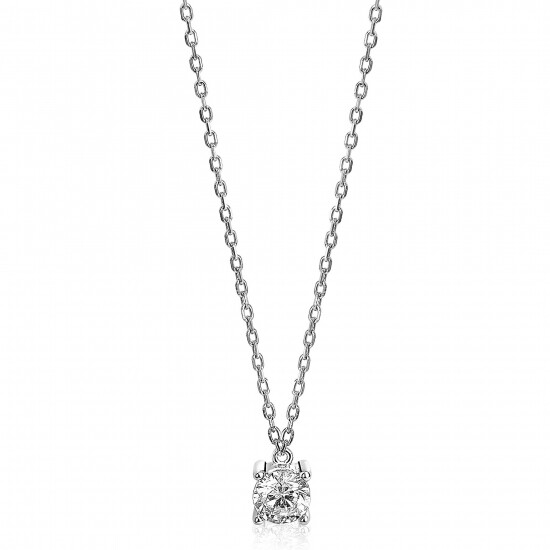 ZINZI Sterling Silver Necklace Prong Setting with Round White Zirconia 40-45cm ZIC1750