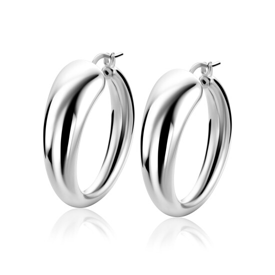 ZINZI zlv. creolen halfrond bol aflopend 32x11mm