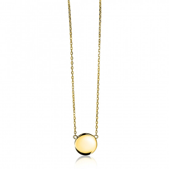 ZINZI Gold Plated Sterling Silver Necklace 43cm with Shiny Coin (15mm) to Engrave ZIC2345G