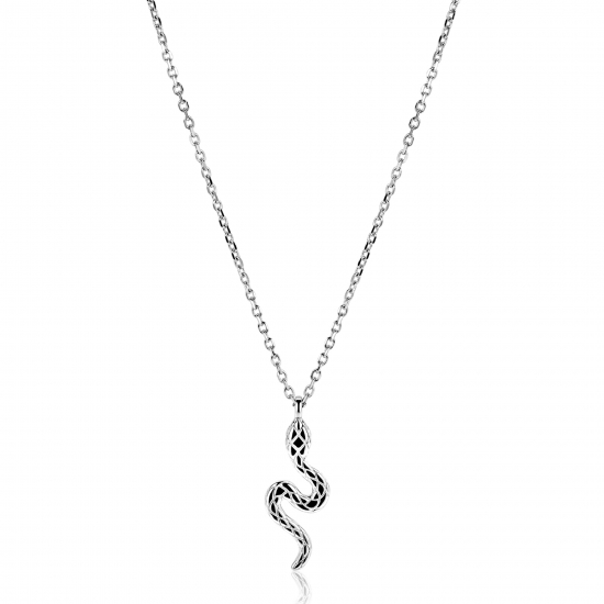 ZINZI zlv. collier met hanger slang met zirc.ogen