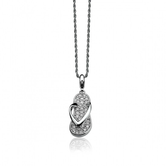 ZINZI Sterling Silver Charm White Flip Flop CHARMS280