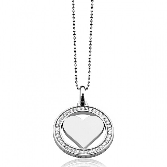 ZINZI Sterling Silver Heart Pendant 25mm White LOVEH01