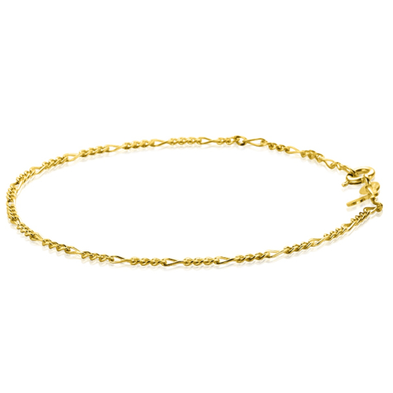 ZINZI 14K Gold Figaro Chain Bracelet 1,5mm width ZGA294