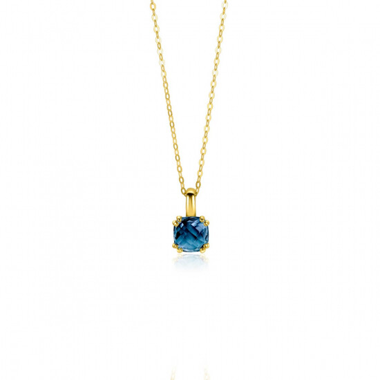 ZINZI Gold 14 ct gold necklace with a chic square pendant set with London topaz 40-43cm ZGC537