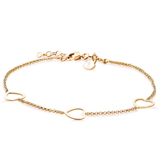 ZINZI Gold Plated Sterling Silver Bracelet Heart 17-20cm ZIA1188G