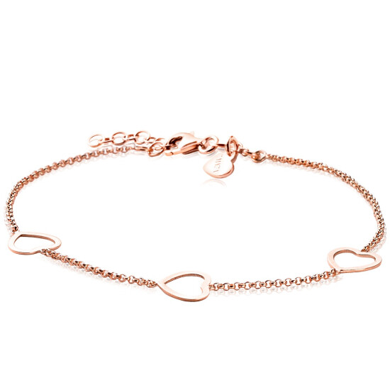 ZINZI Rose Gold Plated Sterling Silver Bracelet Heart 17-20cm ZIA1188R