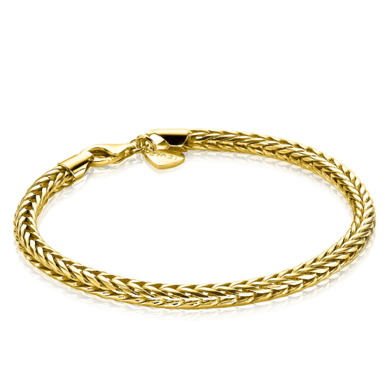 ZINZI Gold Plated Sterling Silver Chain Bracelet Foxtail width 4mm ZIA1925G