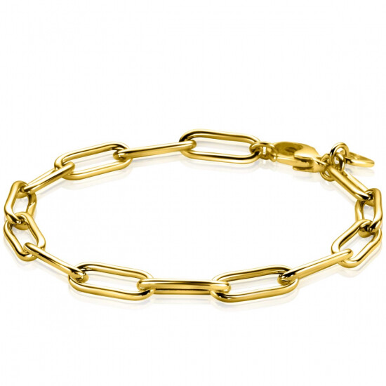 ZINZI Gold Plated Sterling Silver Bracelet Paperclip Chain width 5,5mm 19cm ZIA2286G