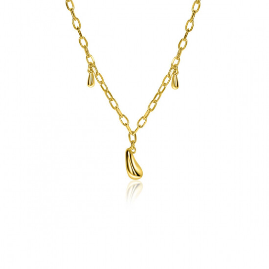 ZINZI gold-plated silver link necklace with three teardrop-shaped pendants, 42-45cm, ZIC-BF109G