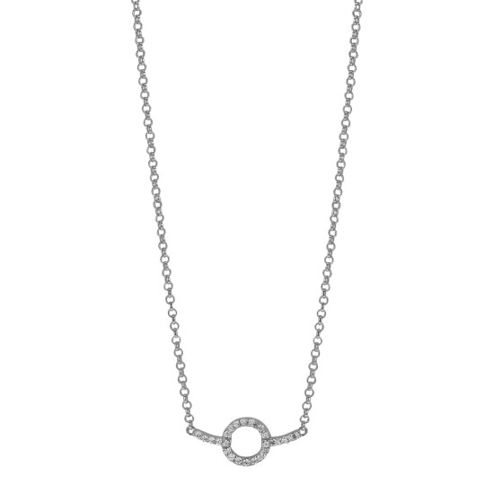 ZINZI Sterling Silver Necklace Circle and Bar Design with White Zirconias 42-45cm ZIC1063