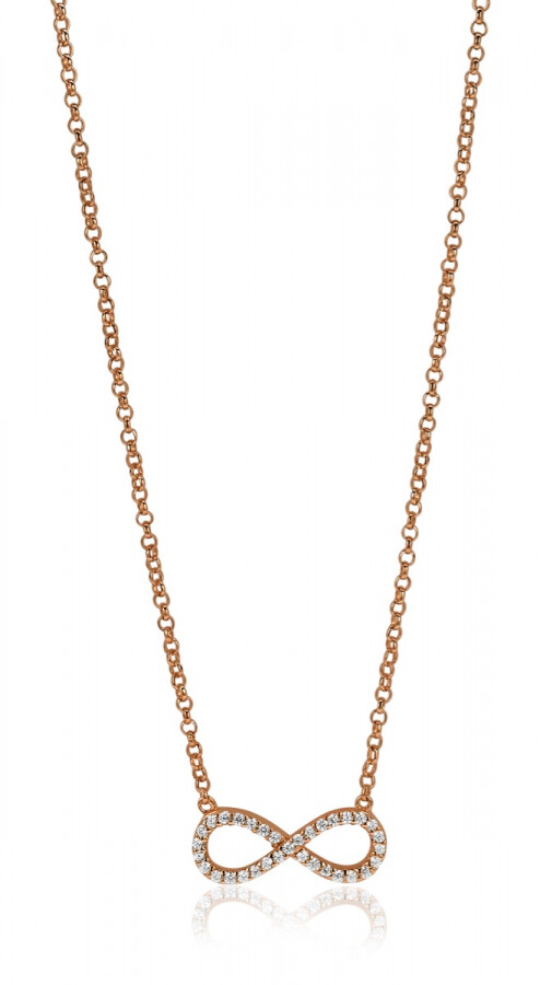 ZINZI Rose Gold Plated Sterling Silver Necklace Infinity with White Zirconias 42-45cm ZIC1065R