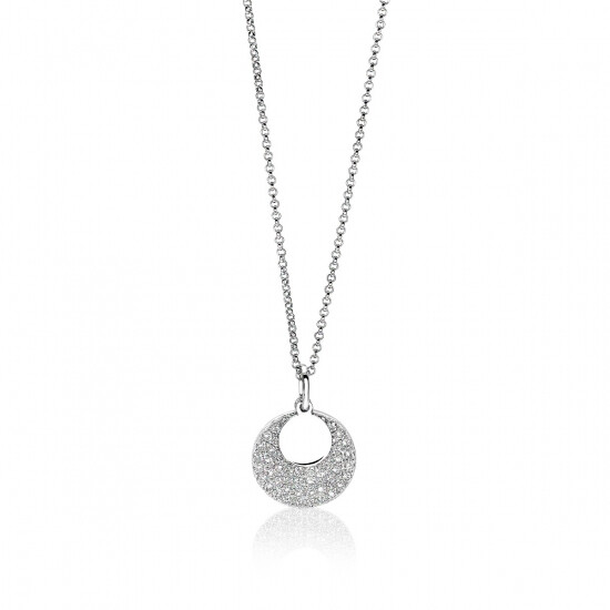 ZINZI Sterling Silver Necklace 45cm with Pendant Circle ZIC1572