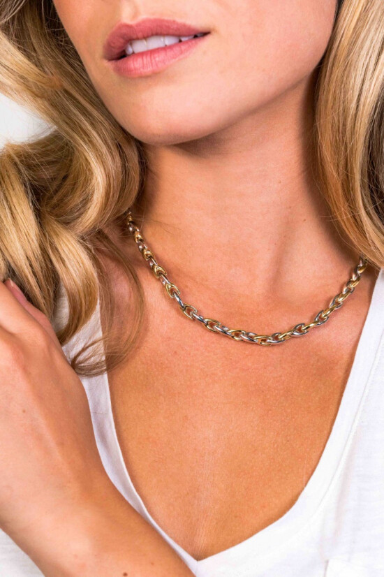 ZINZI Gold Plated Sterling Silver Chain Necklace width 6,4mm 45,5cm ZIC1641BG