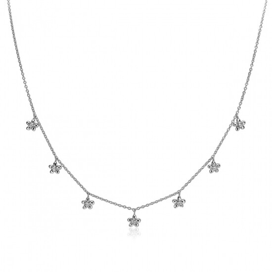 ZINZI Sterling Silver Necklace with 7 Flowers Charms White Zirconias ZIC1875