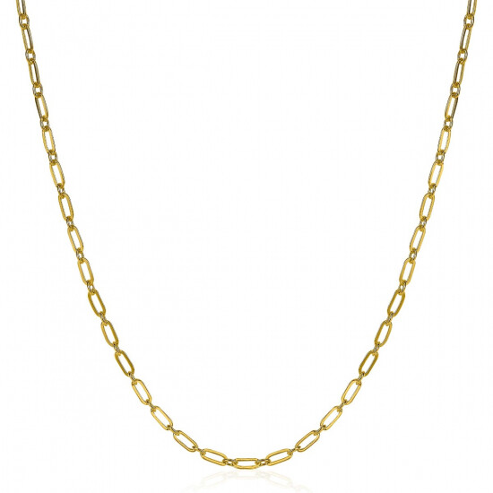ZINZI Gold Plated Sterling Silver Chain Necklace Paperclip width 2,4mm 45cm ZIC2033G