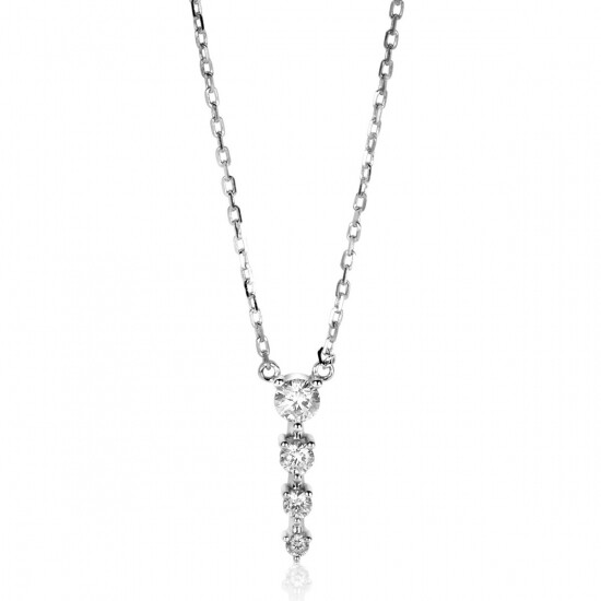 ZINZI Sterling Silver Necklace Pendant with 4 White Zirconias 16mm 45cm ZIC2328