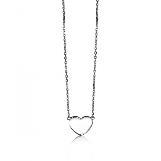 ZINZI Sterling Silver Necklace with Shiny Heart (10mm) to Engrave 43cm ZIC2346