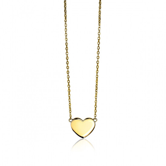 ZINZI Gold Plated Sterling Silver Necklace with Shiny Heart (10mm) to Engrave 43cm ZIC2346G