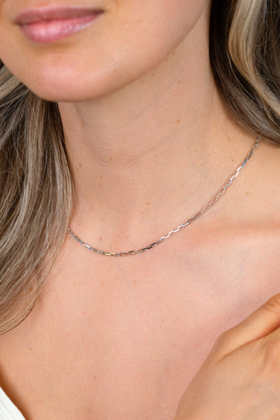 ZINZI zlv. collier massief geslepen anker 42+3cm