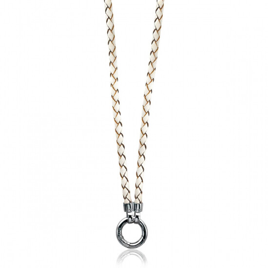 ZINZI White Leather Necklace with Sterling Silver Clasp 90cm ZIC730W90S