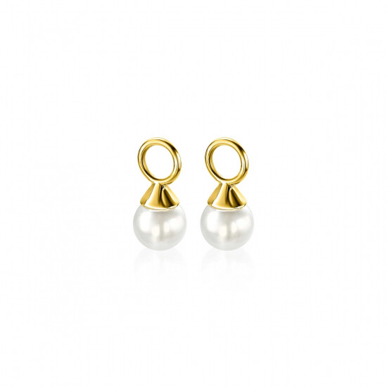 ZINZI Gold Plated Sterling Silver Earrings Pendants Pearl White ZICH1749WG (excl. hoop earrings)