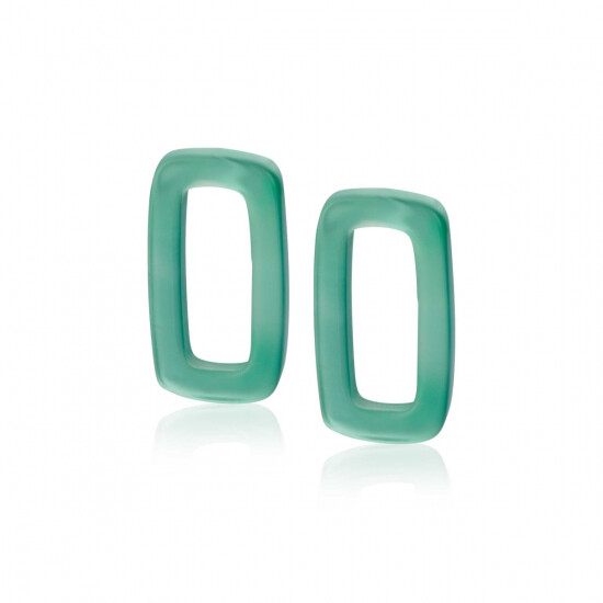 16mm ZINZI Earrings Pendants Rectangle in Green Agate ZICH2226 (excl. hoop earrings)