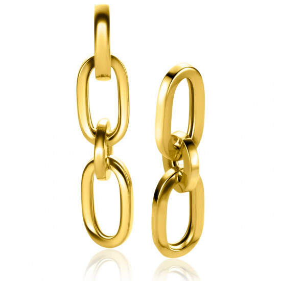 35mm ZINZI Gold Plated Sterling Silver Earrings Pendants 3 Paperclip Chains ZICH2351G (excl. hoop earrings)
