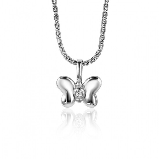 11mm ZINZI Sterling Silver Pendant Butterfly White Zirconia ZIH-BF47 (excl. necklace)