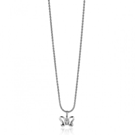 11mm ZINZI Sterling Silver Pendant Butterfly White Zirconia ZIH-BF47 (excl. necklace)