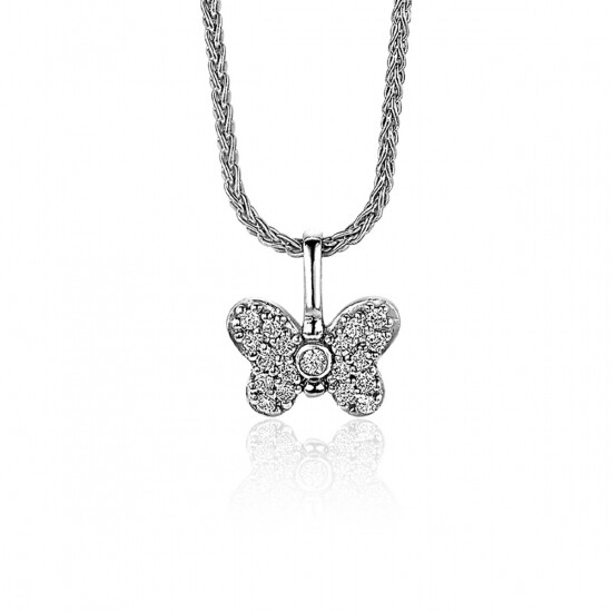 11mm ZINZI Sterling Silver Pendant Butterfly White Zirconias ZIH-BF48 (excl. necklace)