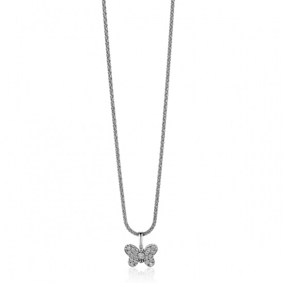11mm ZINZI Sterling Silver Pendant Butterfly White Zirconias ZIH-BF48 (excl. necklace)