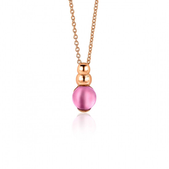 ZINZI Rose Gold Plated Sterling Silver Round Pendant Pink 17mm ZIH1112R