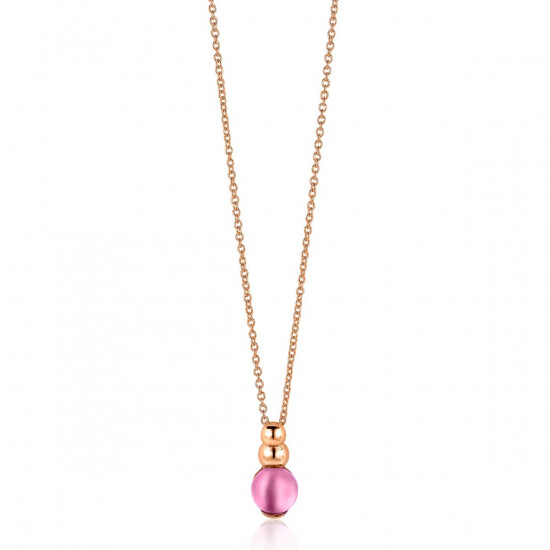 ZINZI Rose Gold Plated Sterling Silver Round Pendant Pink 17mm ZIH1112R