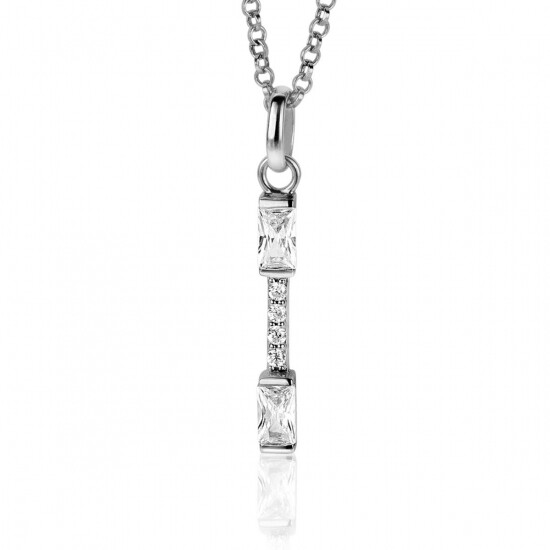 28mm ZINZI Sterling Silver Pendant Bar White Zirconias ZIH2077