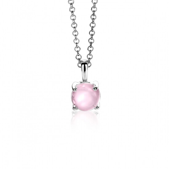 14mm ZINZI Sterling Silver Pendant Prong Setting Soft Pink ZIH2089R
