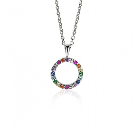 12mm ZINZI Sterling Silver Pendant Rainbow Color Stones ZIH2170Z (excl. necklace)
