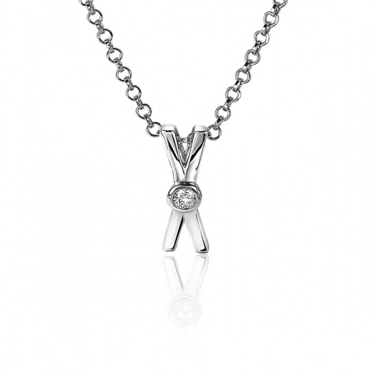 ZINZI Sterling Silver Pendant X-Shape White Zirconia ZIH2194 (excl. necklace)